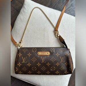 LOUIS VUITTON Monogram Canvas Eva Clutch Bag Chain Crossbody
